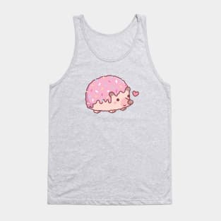 Cute Hedgehog With Pink Frosting And Sprinkles Funny Tank Top